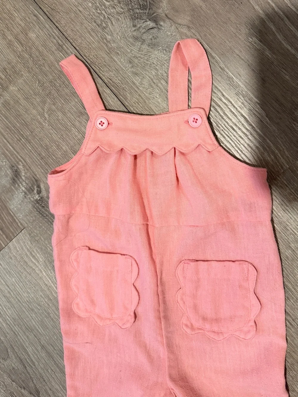 Old Navy Pink Toddler Overalls with Scallop Pockets 12-18mo